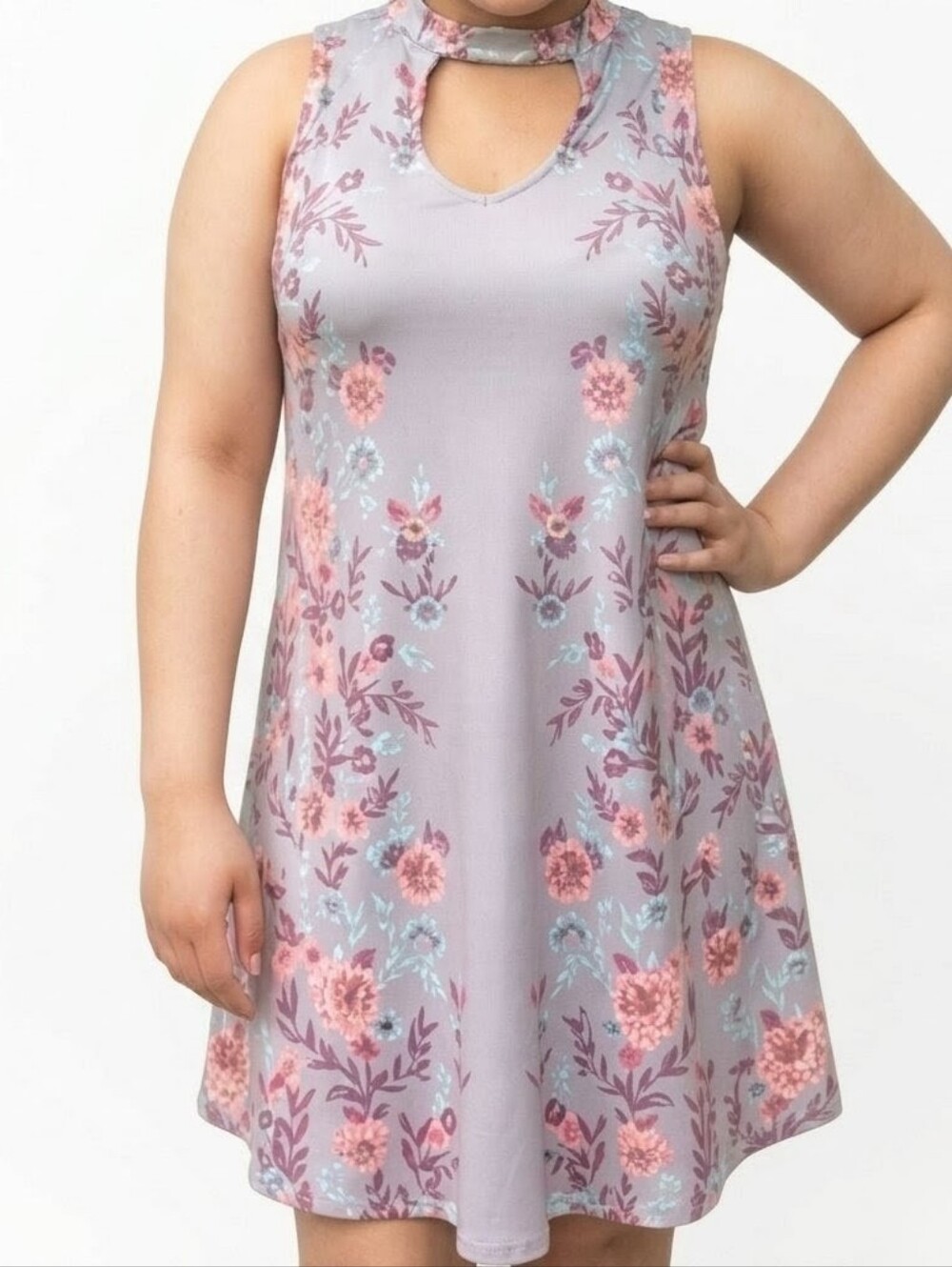 Mudd Floral Mini Dress - Lavender and Pink